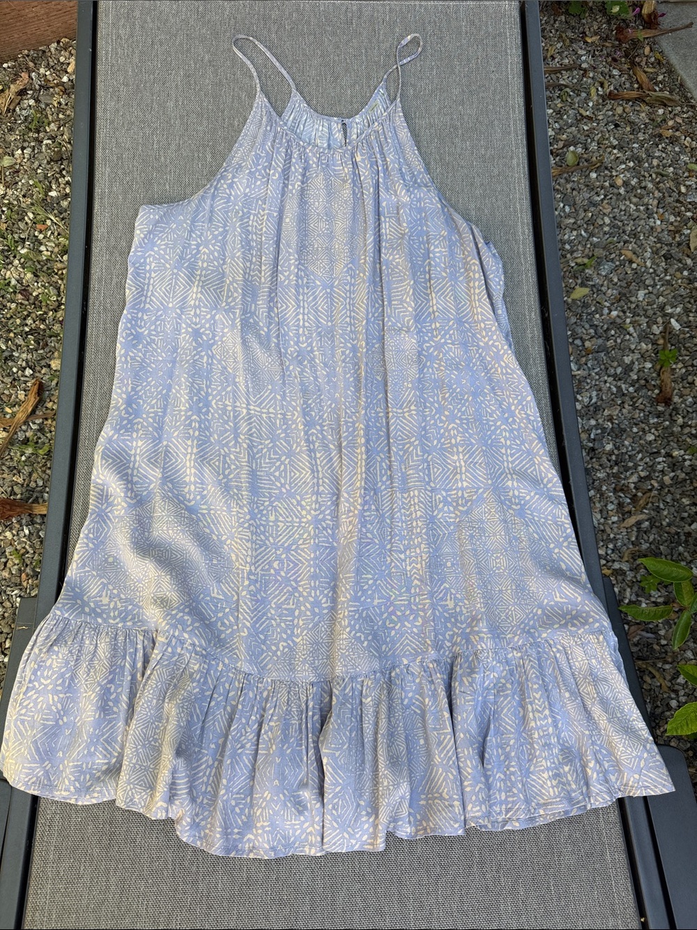 Lavender and Cream Printed Spaghetti-Strap Minidress